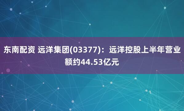 东南配资 远洋集团(03377)：远洋控股上半年营业额约44.53亿元